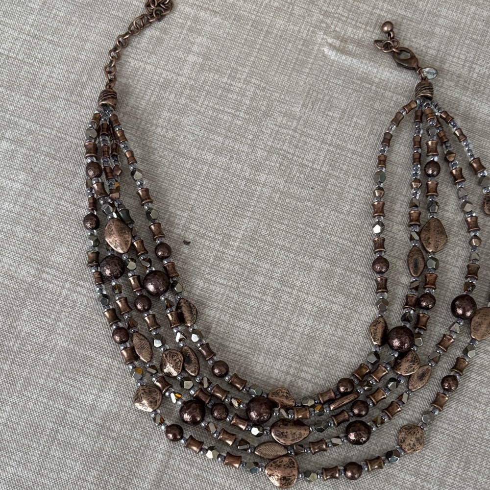 Chic Multi-Strand Bronze Necklace